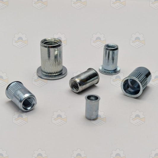 RIVET NUT, ROUND OPEN END, LARGE & SMALL FLANGE
